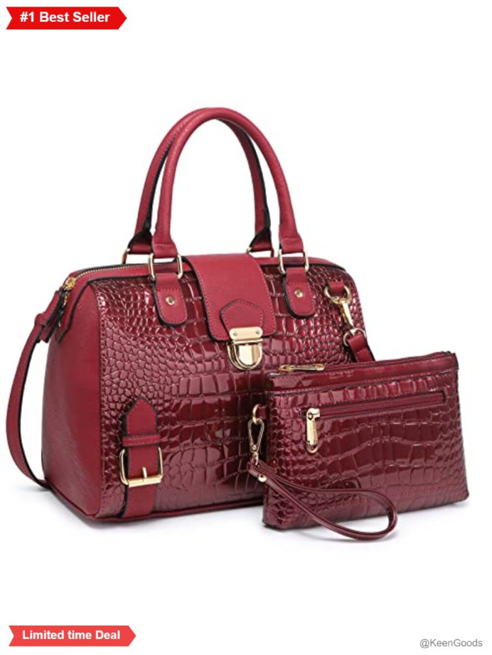 Vegan Leather Crocodile Satchel Purse Top Handle Handbag Work Tote